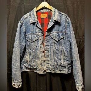 Vintage Levi's Denim Flannel Lined Jacket Men's 80's USA Made Perfect Fade
